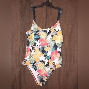 Hurley one piece floral bathing suit.